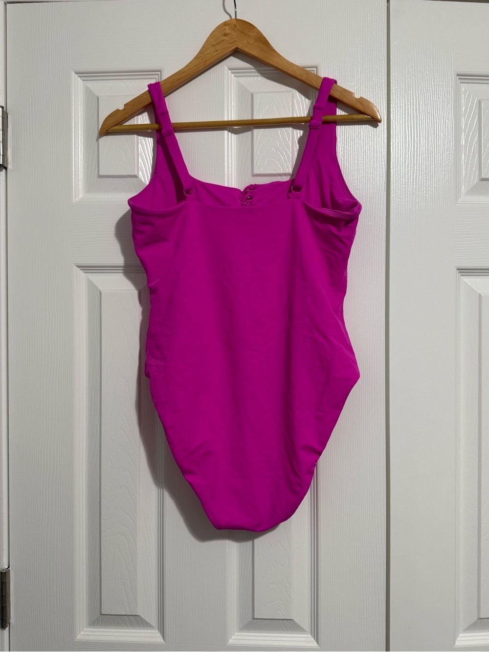 Angie Swim Magenta Lace-Up One-Piece Swimsuit - Picture 2 of 14
